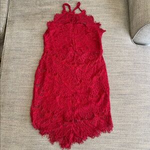 Free People “intimately” size small Crimson Lace Dress/lingerie w/ button back